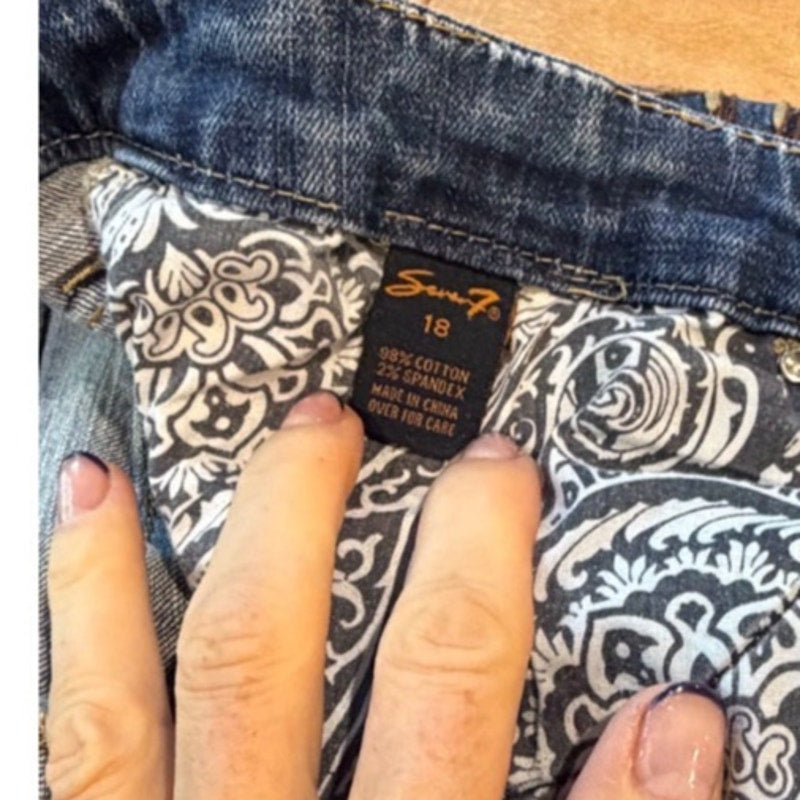 Seven7 Jeans Women 18 Y2K Bootcut Flare Denim Embroidered