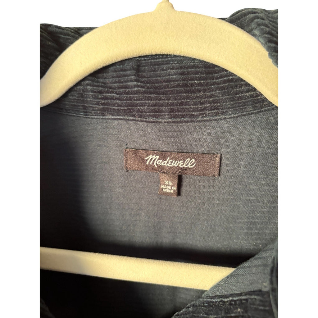 Madewell Womens XS Corduroy Shirt Jacket Blue Button Front Overshirt Utility Top - SW07