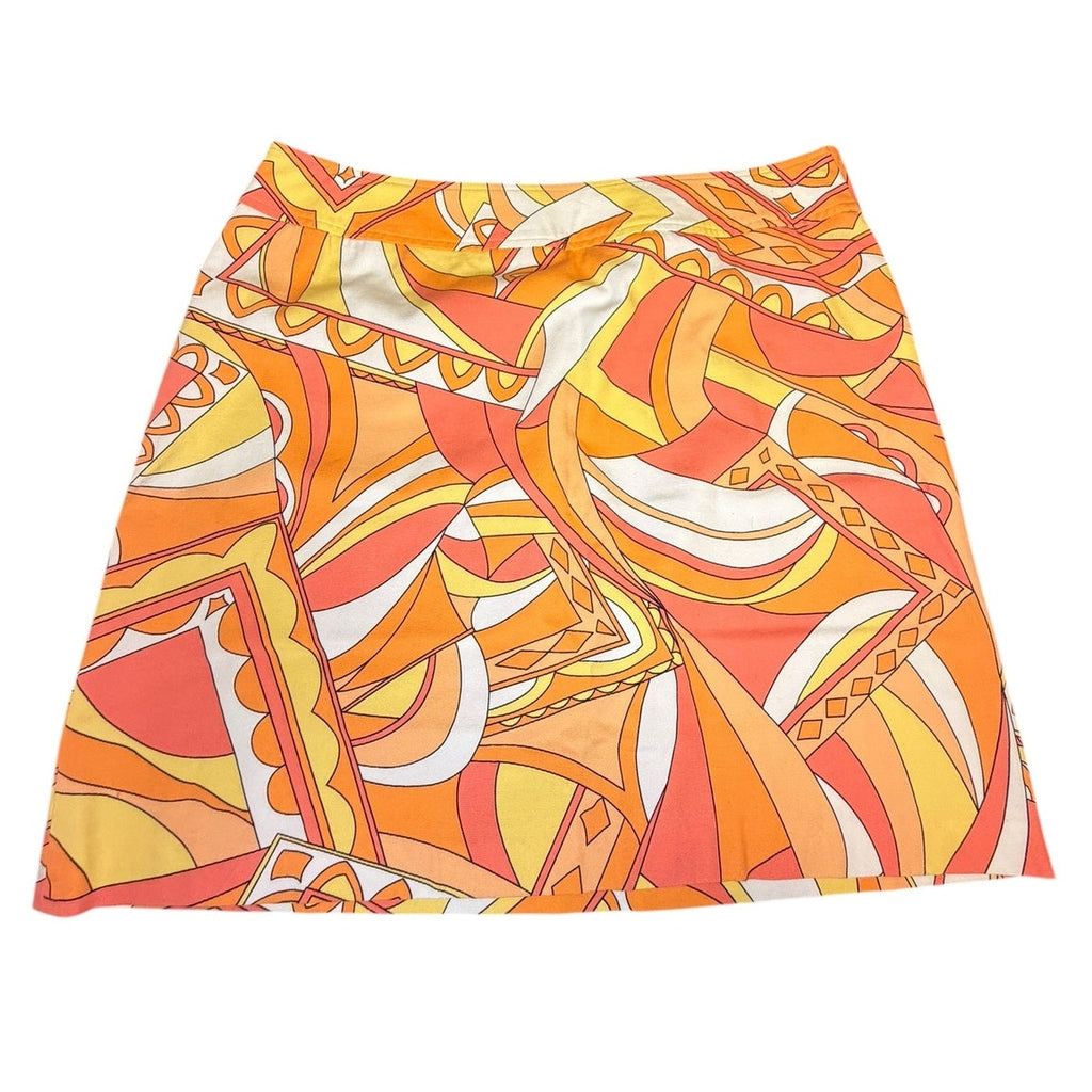 Talbots Woman Sz 16 Orange Retro Mod Print A-Line Skirt