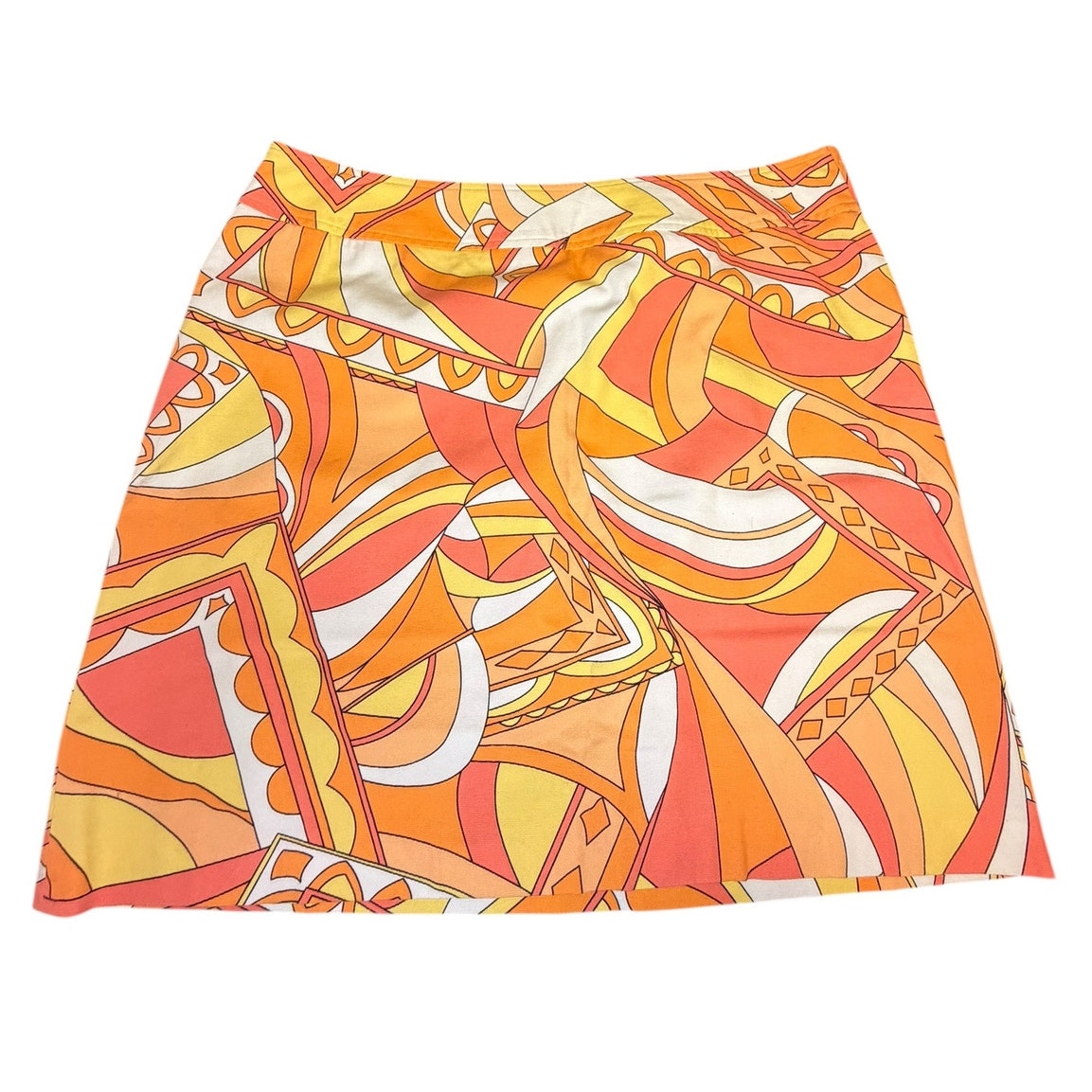 Talbots Woman Sz 16 Orange Retro Mod Print A-Line Skirt