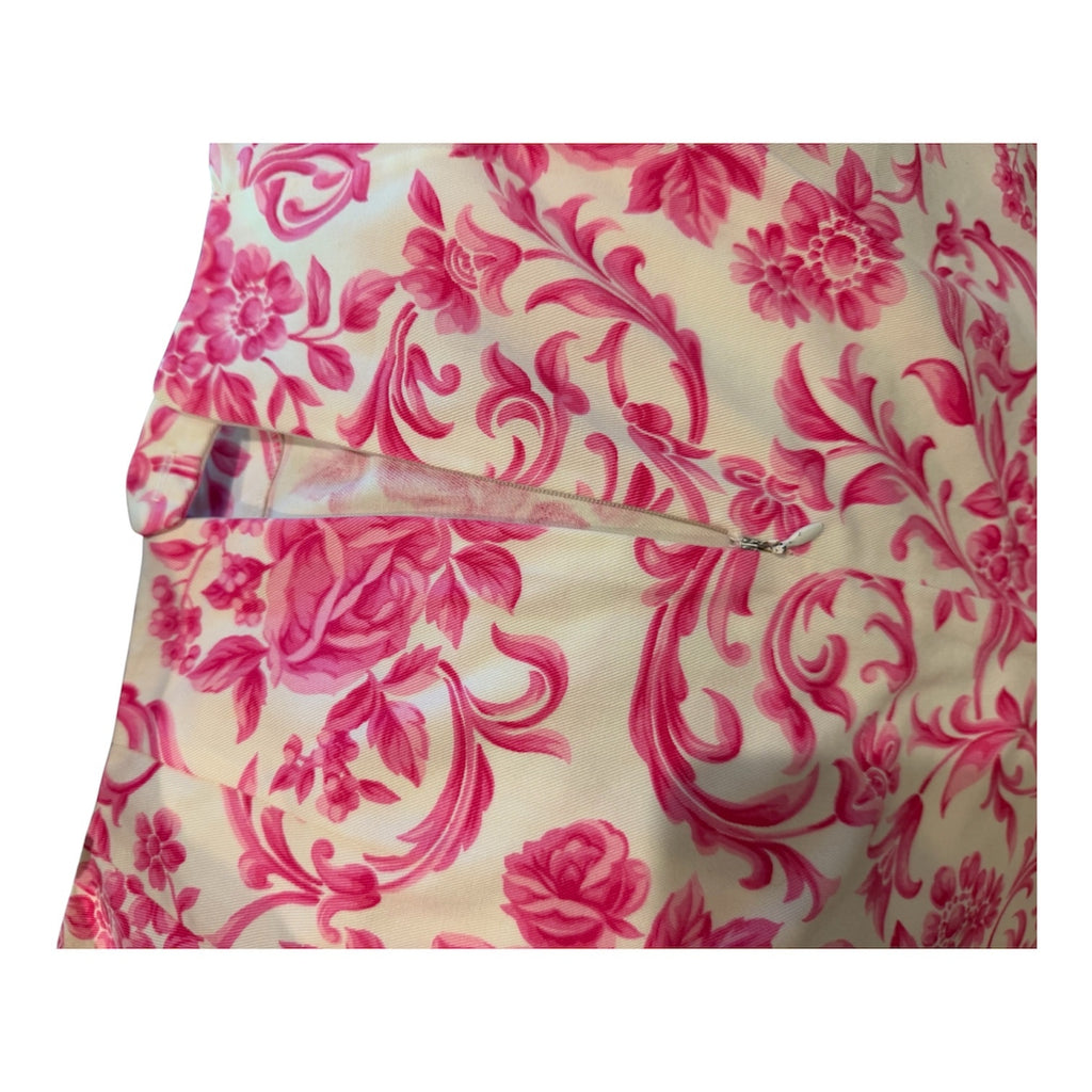Talbots Petites 8P Pink White Floral Rose Skirt A-Line Y2K