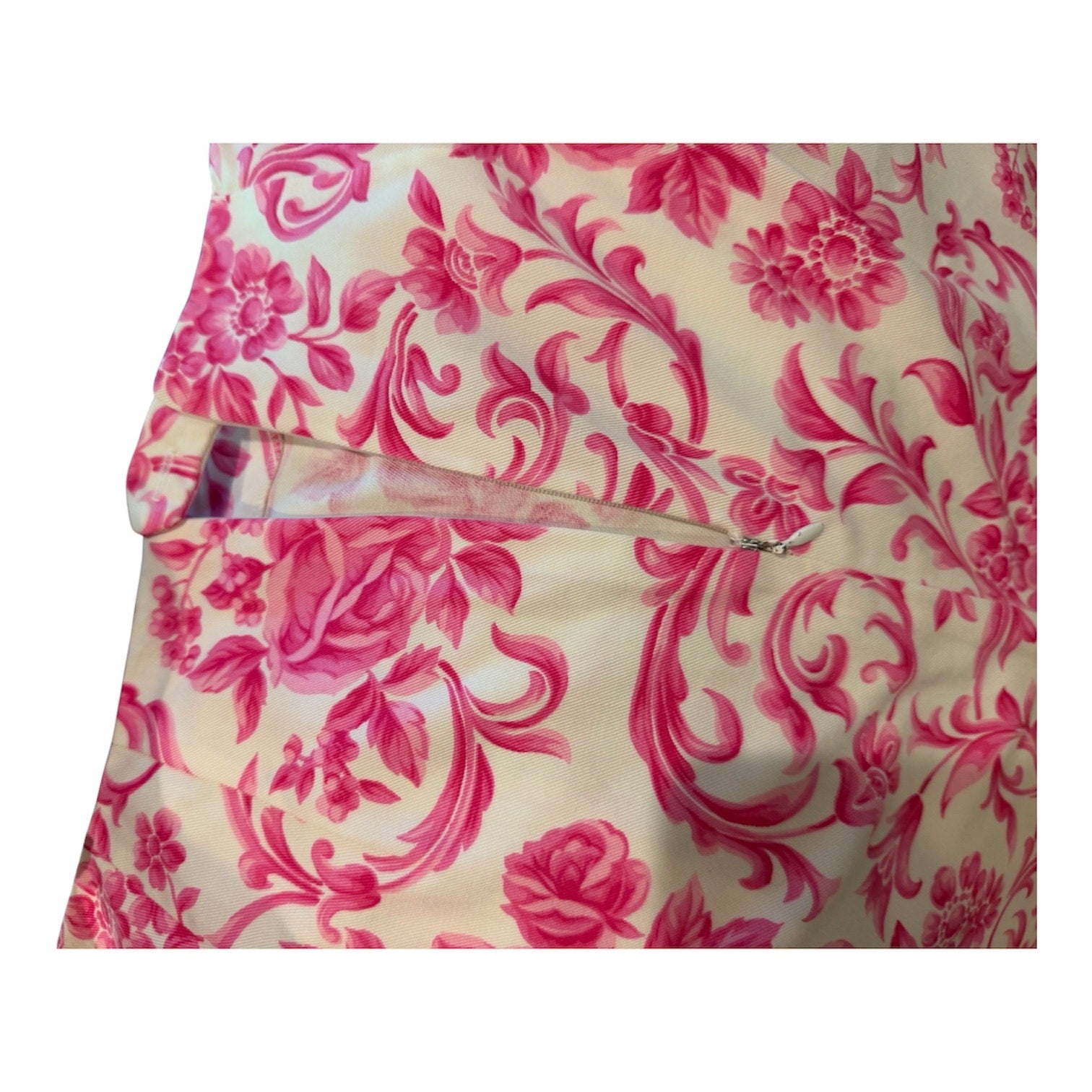 Talbots Petites 8P Pink White Floral Rose Skirt A-Line Y2K