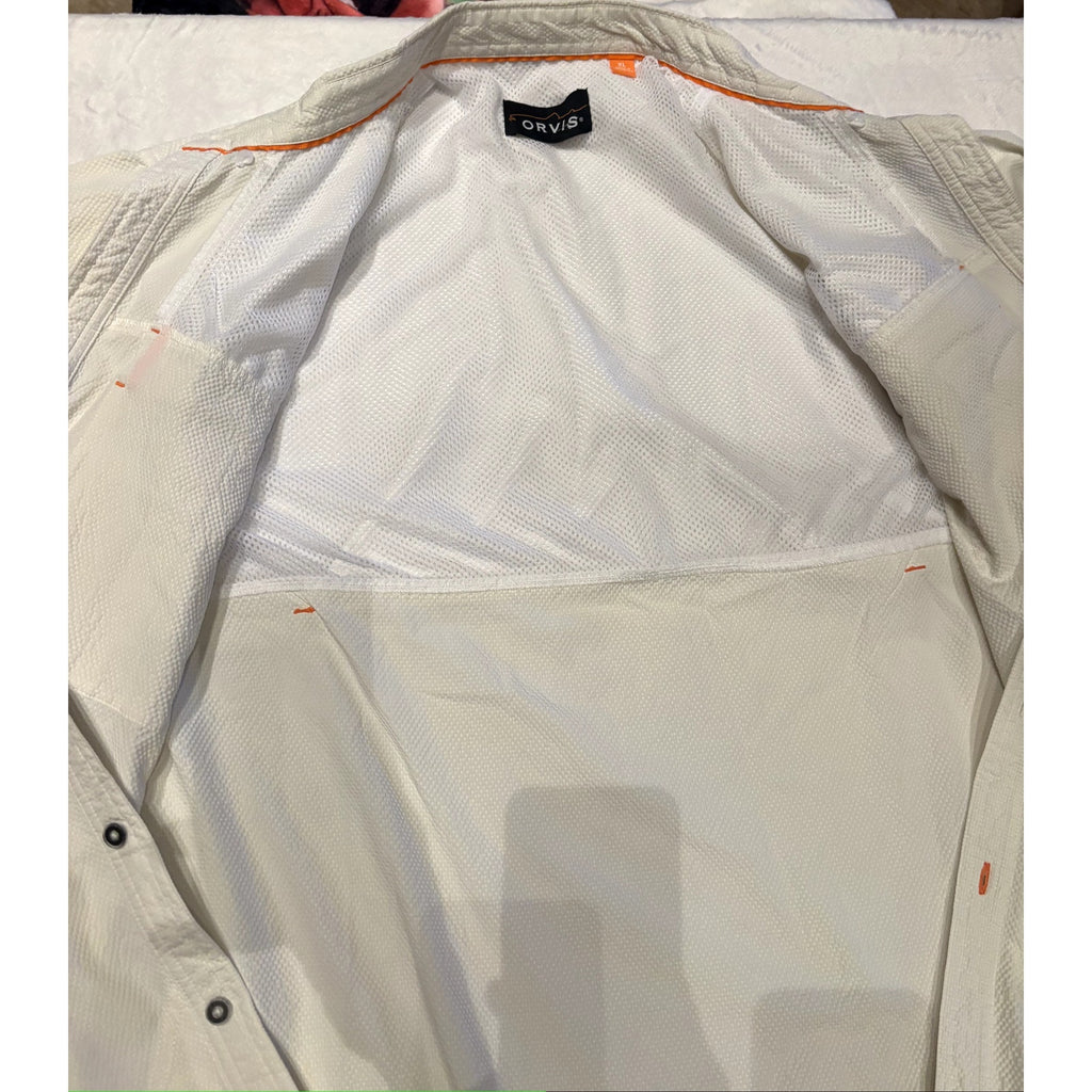 Orvis XL White Fishing Shirt Vented Performance Button Up Outdoor Hiking Camping