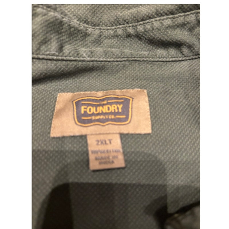 Foundry Supply Co Mens 2XLT Olive Button Front Utility Shirt Long Sleeve