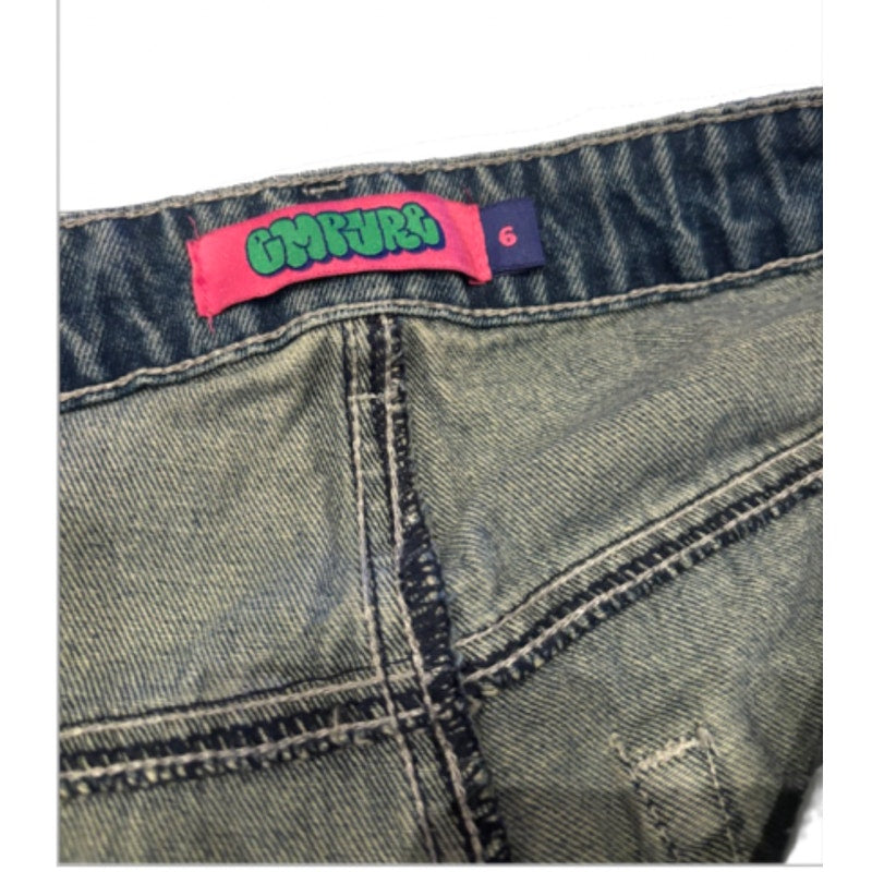 Y2K Gyuru Baggy Wide Leg Jeans Womens 6 Skater Streetwear Denim