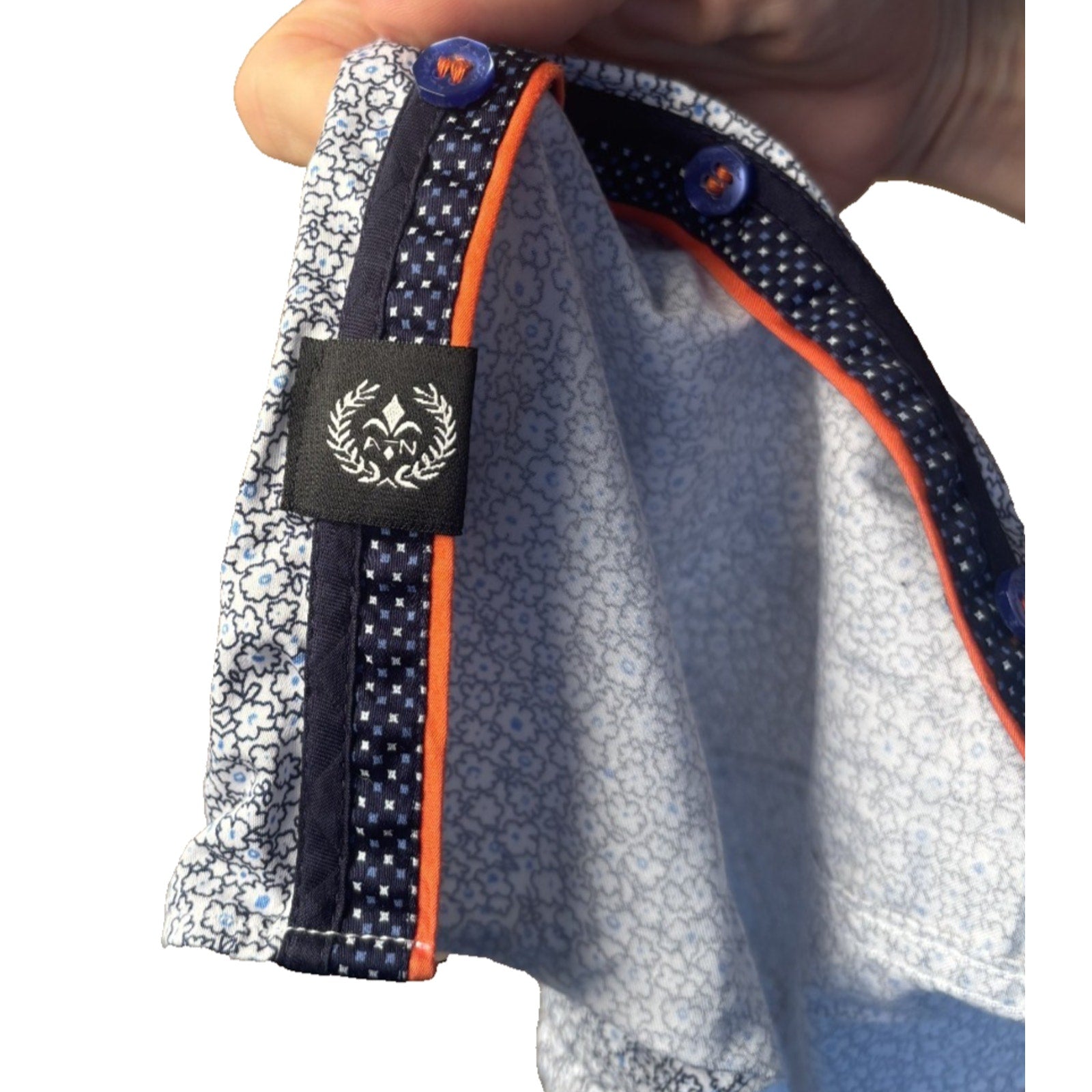 Men’s Floral Print Dress Shirt Long Sleeve Button Up Contrast Trim MN09