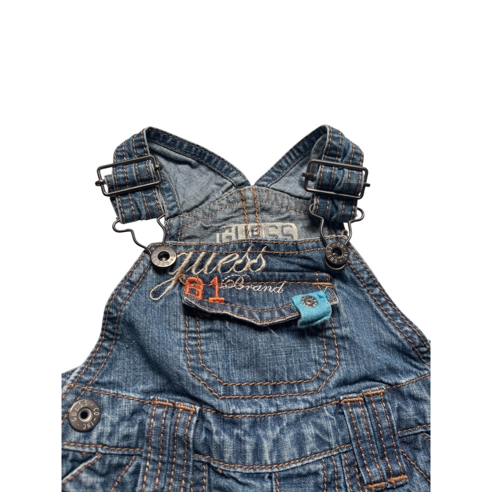 Guess Baby Denim Shortalls Overalls Blue Jean Romper Toddler KDS13