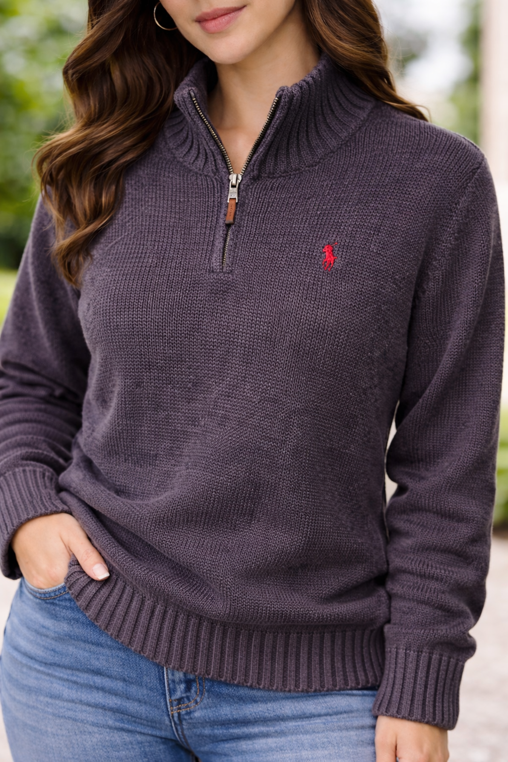Polo Ralph Lauren Mens 2XB Black Quarter Zip Sweater Red Pony Big Tall 100% Cott