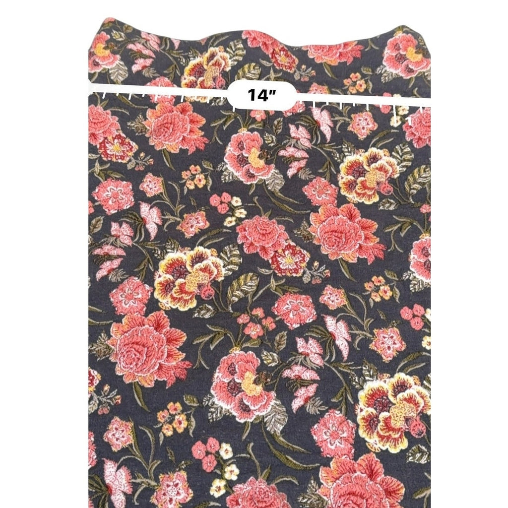 LOFT Floral Jacquard Mini Skirt Black Pink Red Size 0