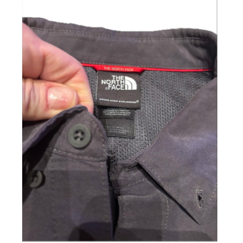 The North Face XXL Tall Gray Vented Outdoor Hiking Fishing Button Up Shirt Mens