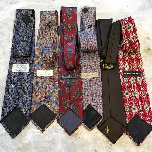 6 LOT Vintage Designer Men's Neckties Silk USA Bill Blass Wilson's Henry Grethel