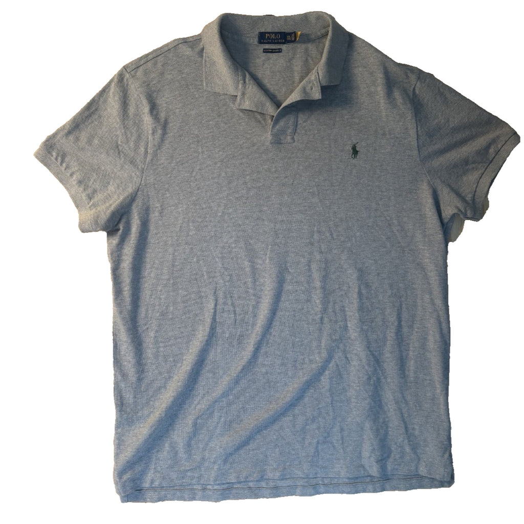Polo Ralph Lauren Gray Polo Shirt Men’s Short Sleeve Green Pony Logo MN02
