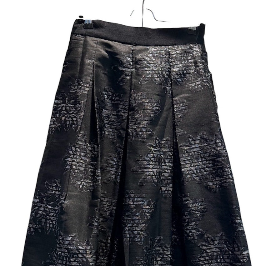 White House Black Market Skirt Black Floral Pleated Midi