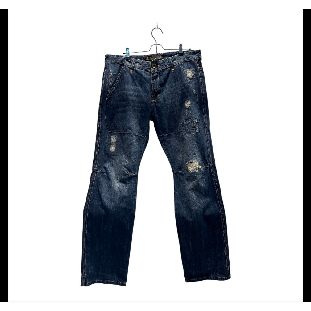 Level 7 Jeans Mens 34 Y2K Distressed Patchwork Baggy Denim