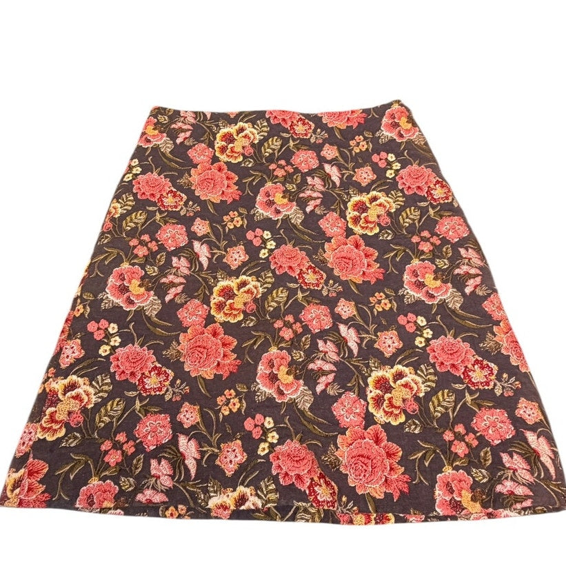 LOFT Floral Jacquard Mini Skirt Black Pink Red Size 0