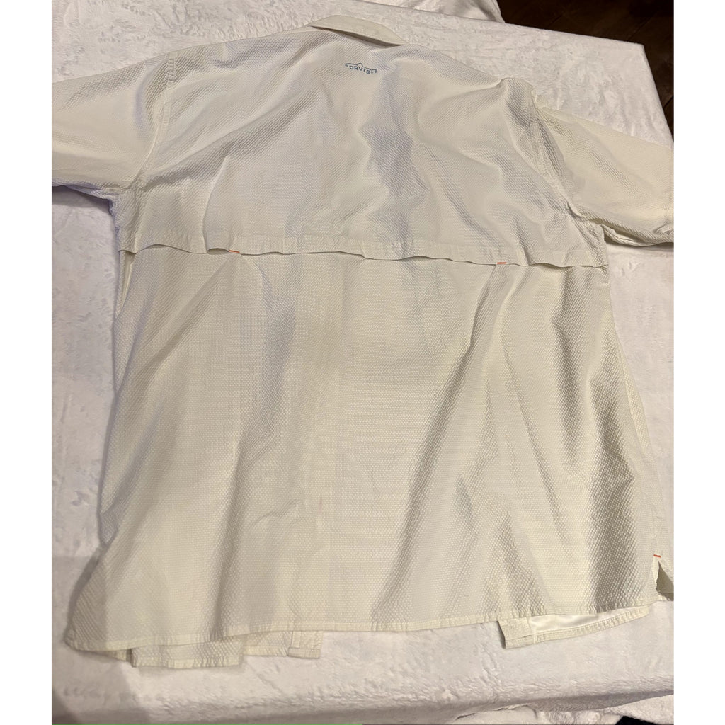 Orvis XL White Fishing Shirt Vented Performance Button Up Outdoor Hiking Camping