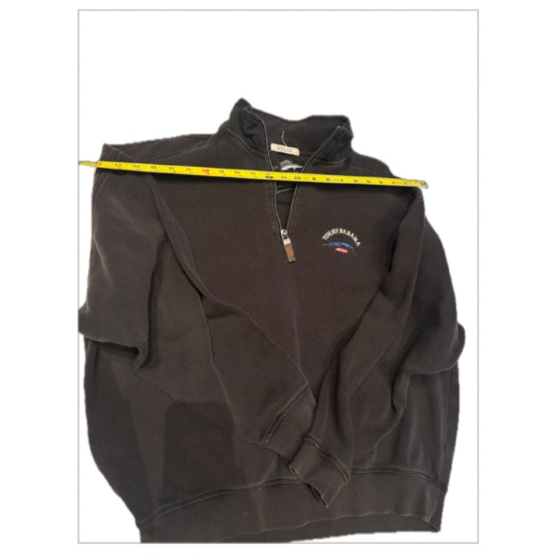 Tommy Bahama Relax Quarter Zip Pullover Mens XL Black Sweater Sweatshirt