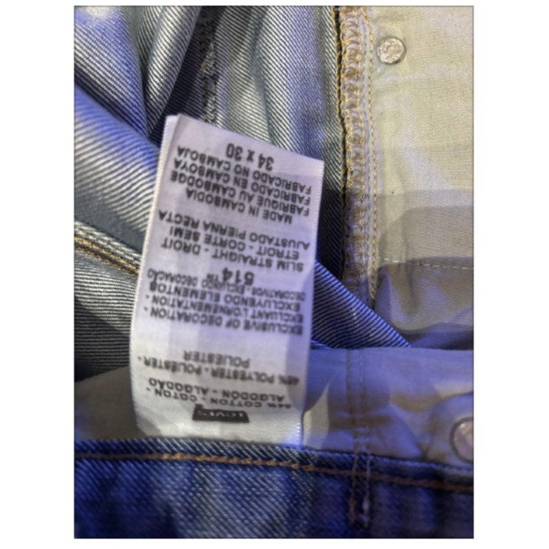 Levi’s 514 Cutoff Denim Shorts Mens 34 Light Wash Distressed Raw Hem Jean Shorts