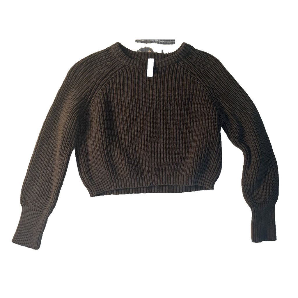 American Apparel BRN Chunky Knit Cropped Sweater Women LongSleeve Pullover SWT04