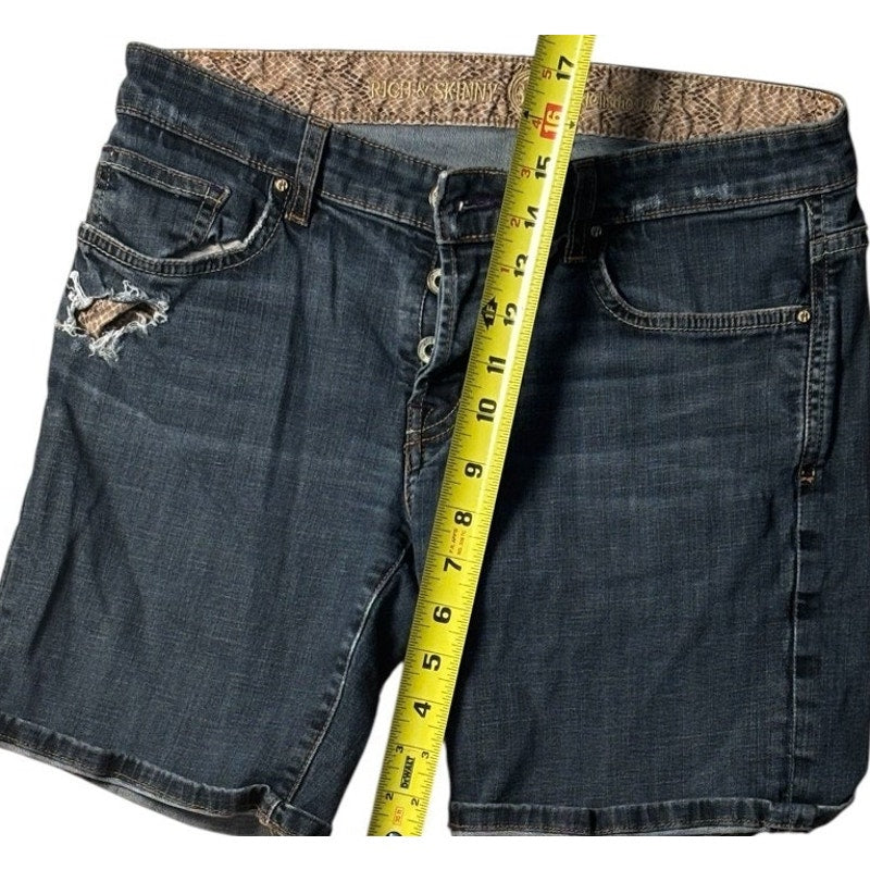 Rich & Skinny Women’s Denim Shorts Button Fly Distressed Medium Wash SHT04