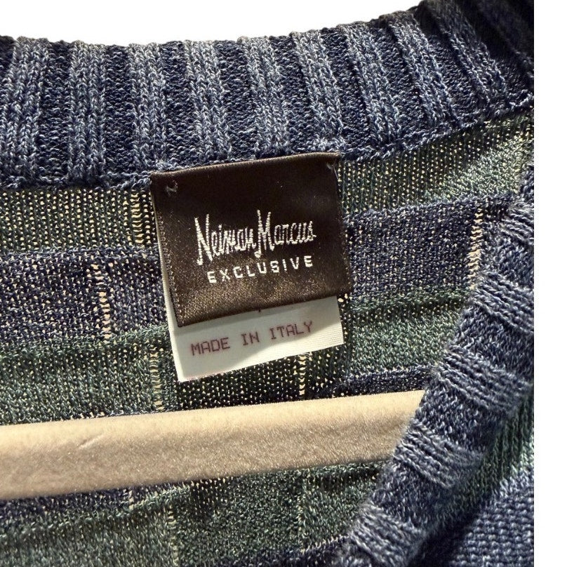 Neiman Marcus Exclusive Men Italian Check Knit Sweater Italy