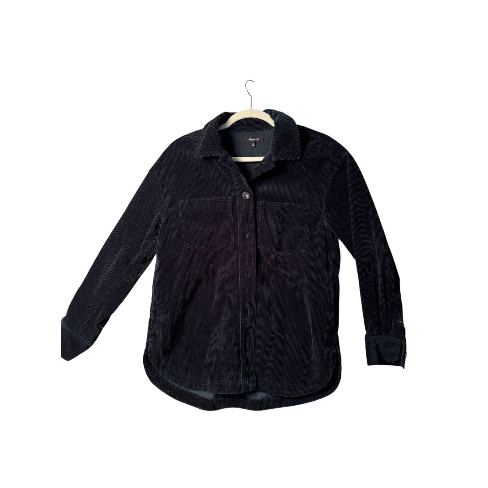 Madewell Womens XS Corduroy Shirt Jacket Blue Button Front Overshirt Utility Top - SW07