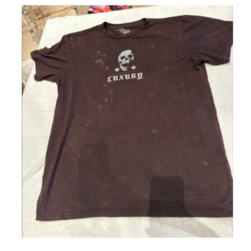 Taco Tuesdays Luxury Skull Rose Graphic T Shirt XL Brown Distressed Goth Punk