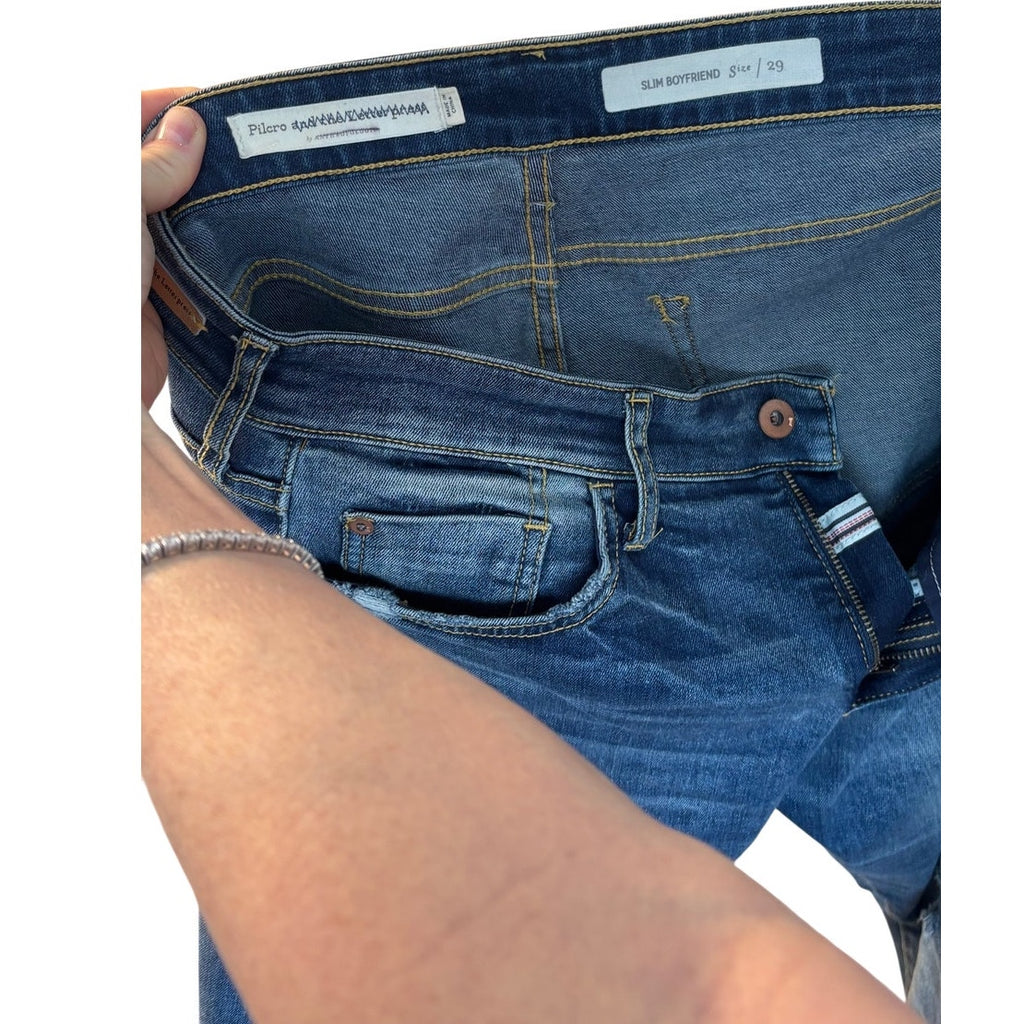 Pilcro & The Letterpress Metallic Hem Jeans Cropped Distressed Anthropologie Denim 42002