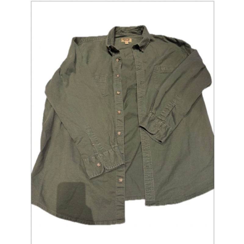 Foundry Supply Co Mens 2XLT Olive Button Front Utility Shirt Long Sleeve