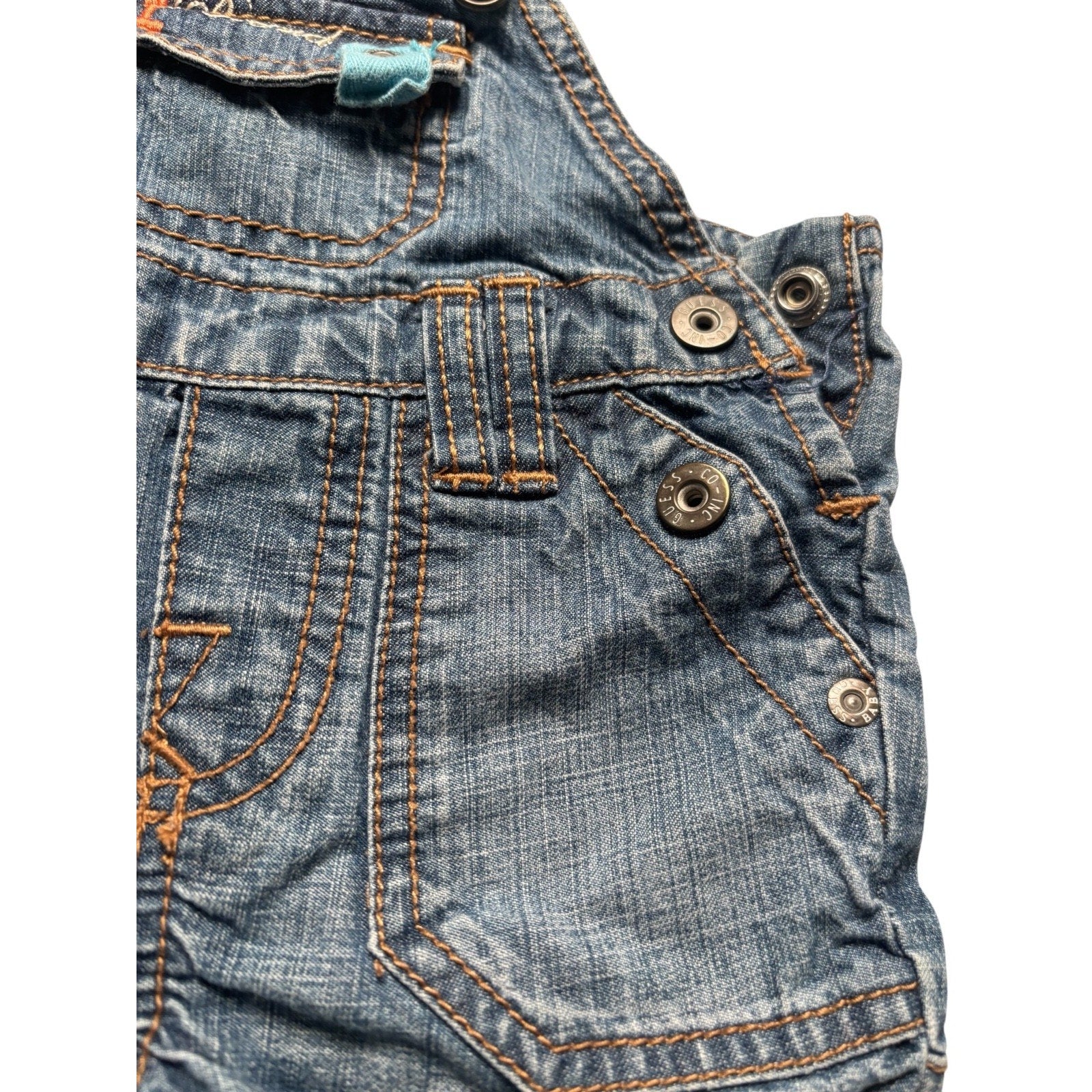 Guess Baby Denim Shortalls Overalls Blue Jean Romper Toddler KDS13