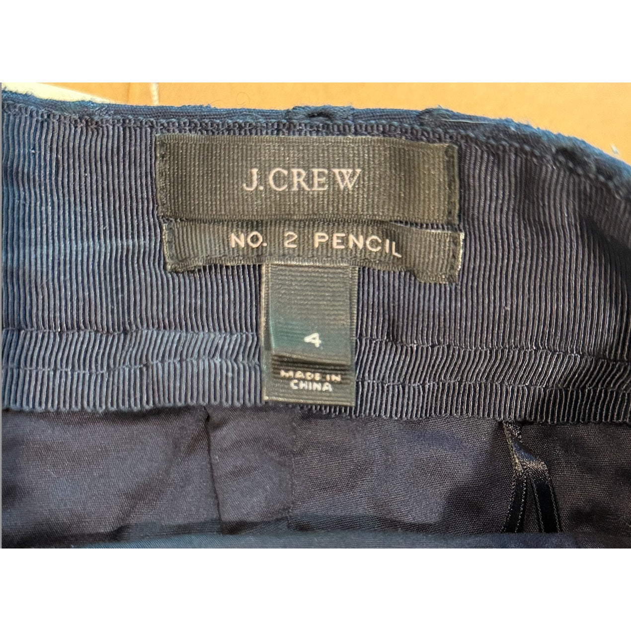 J.Crew No. 2 Pencil Skirt 4 Navy Blue Eyelet Embroider 23"