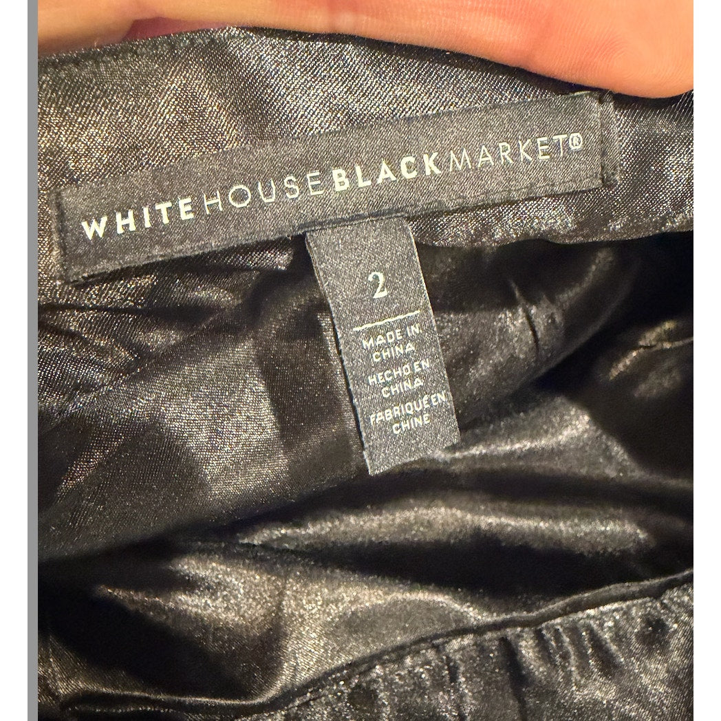 White House Black Market Skirt Black Floral Pleated Midi