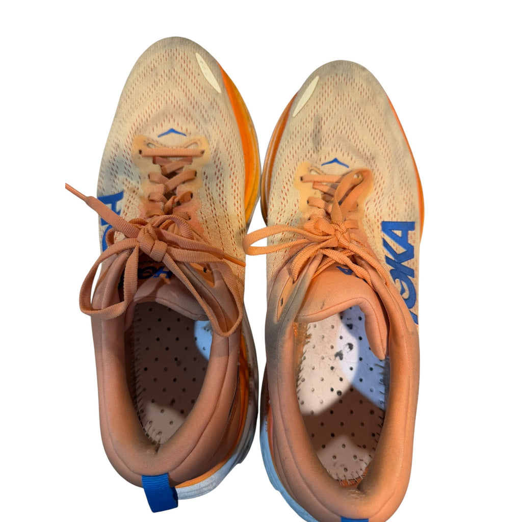 HOKA Bondi 8 Men’s 13 Orange Blue Running Shoes Sneakers